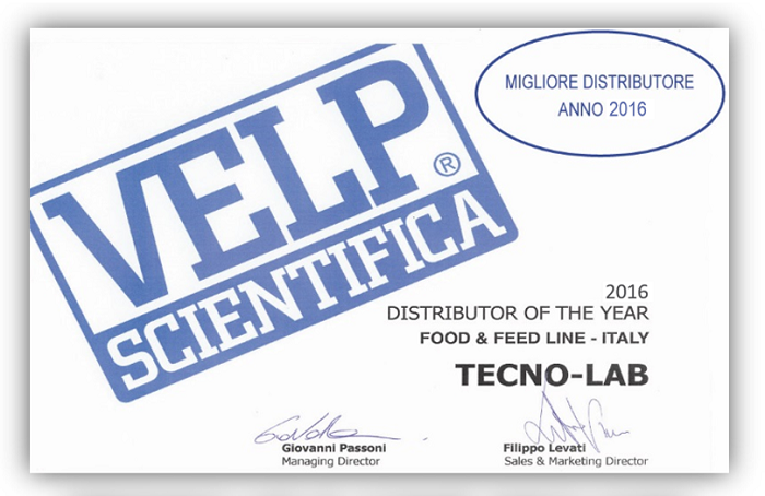 Premio Velp come miglir distributore 2016 - strumenti da laboratorio - TecnoLab